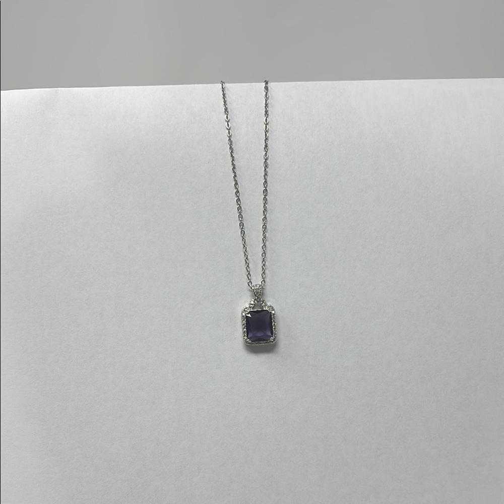 Silver and Purple Gemstone Necklace